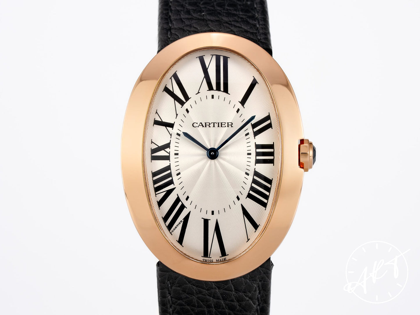 Cartier Baignoire Large Silver Dial 18K Rose Gold Oval Manual Watch W8000002