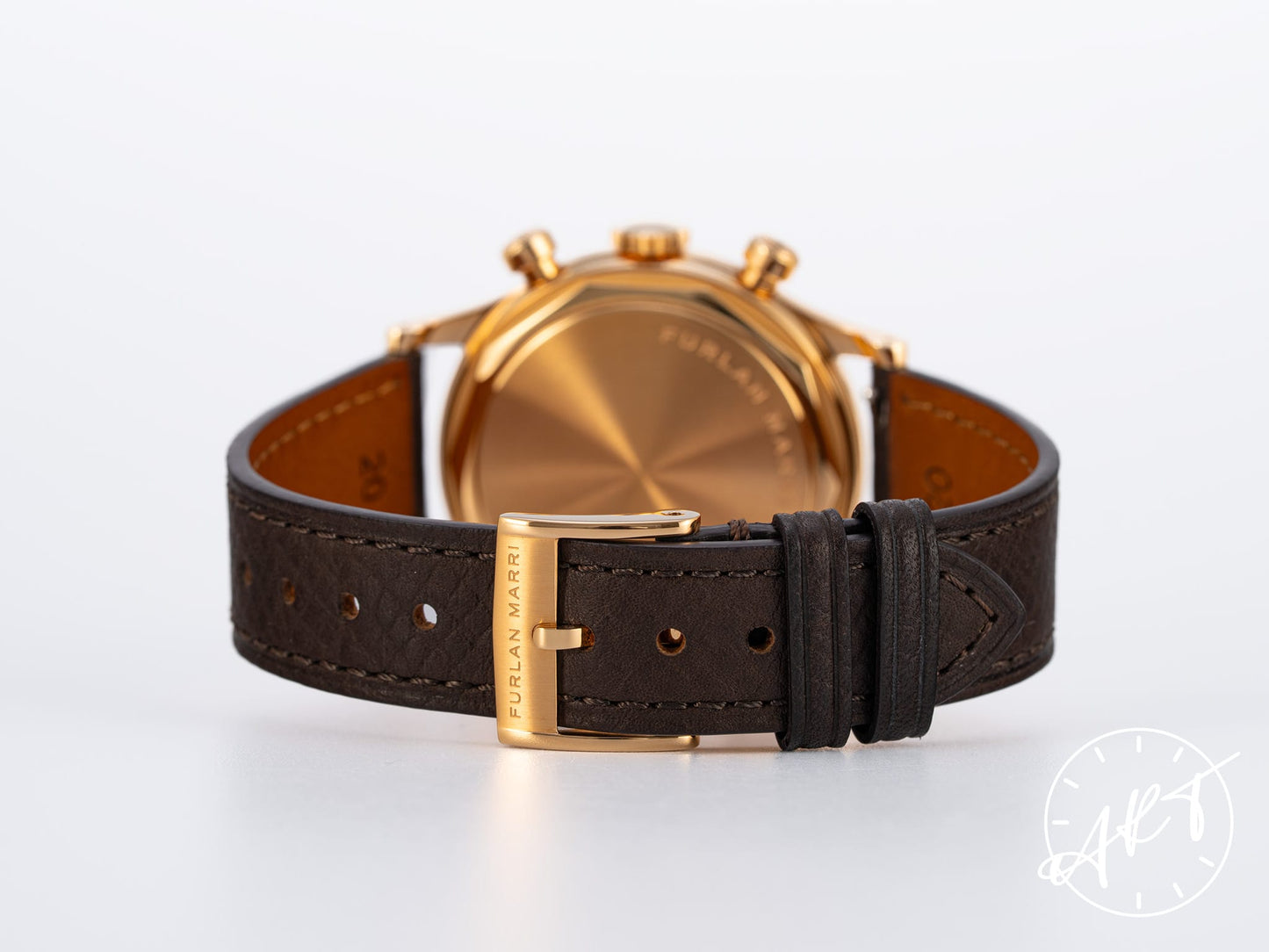 NEW Furlan Marri Sabbia Rosa Chrono Champagne Dial Gold Plated & SS Mecaquartz Watch BP