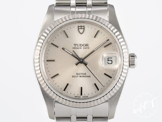 Tudor Prince Date Silver Dial 18K WG & Stainless Steel Auto Watch 74034 w/ B&P