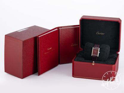 Cartier Tank Must de Cartier Large Claret Red Lacquer Dial SS Quartz Watch WSTA0054 w/Box