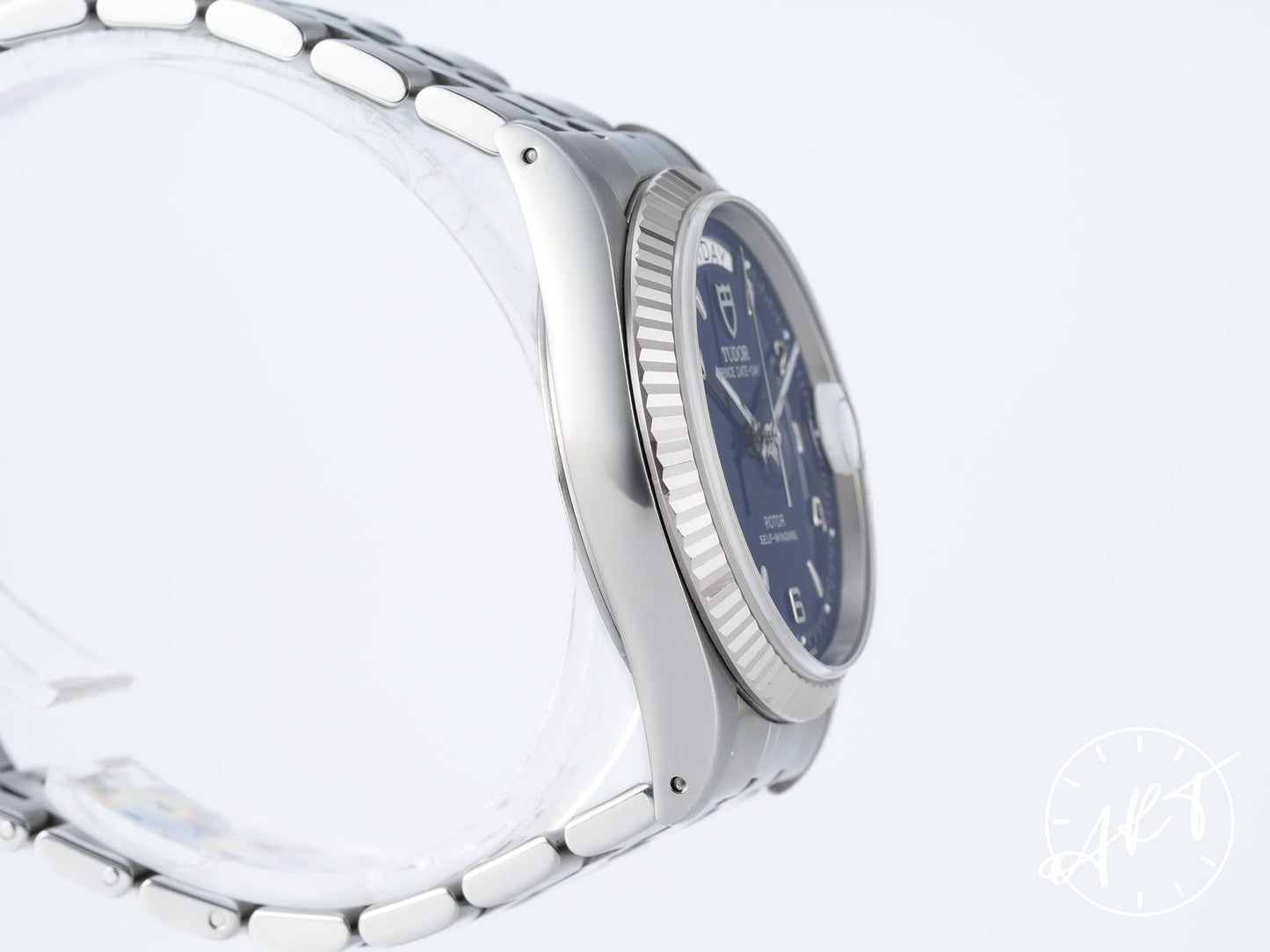 Tudor Prince Day-Date Blue Arabic Dial 18K WG & SS Auto Watch 76214 BP