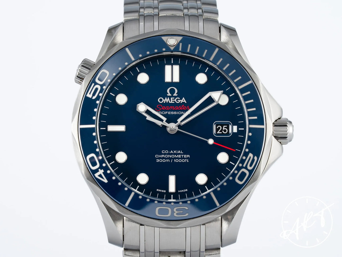 Omega Seamaster 300 Unidirectional Rotating Bezel Blue Dial SS Diver Watch w/Box