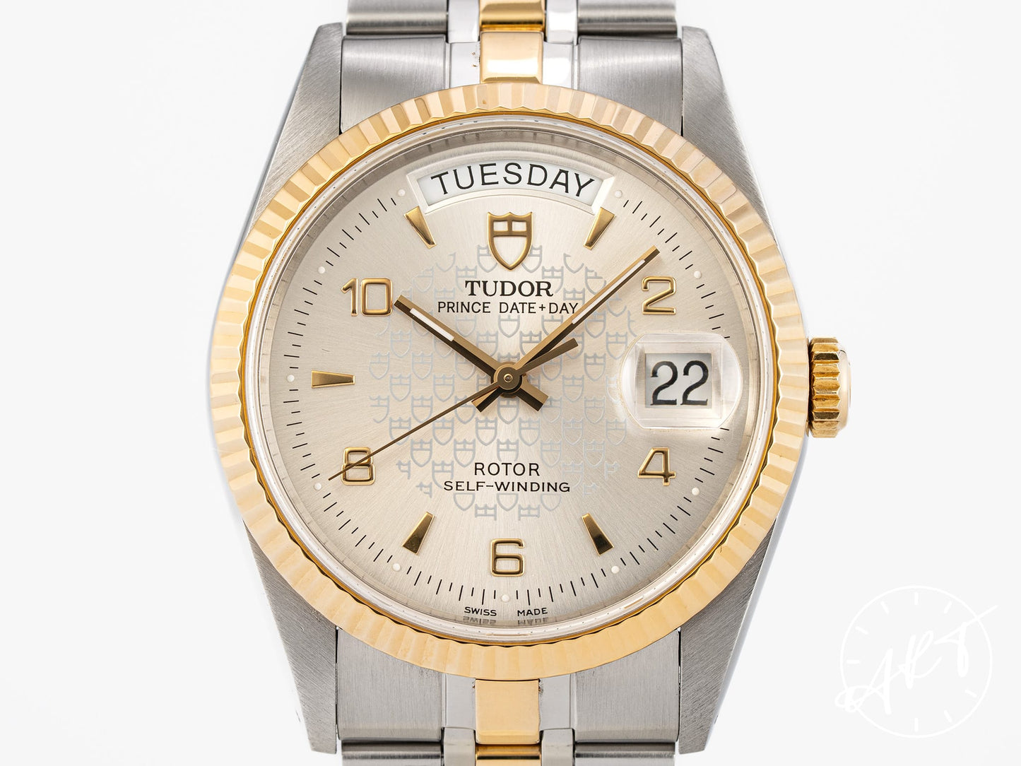 Tudor Prince Day-Date Silver Arabic Dial 18K Gold & SS SE Watch 76213