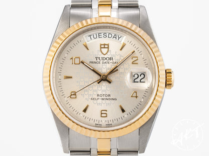 Tudor Prince Day-Date Silver Arabic Dial 18K Gold & SS SE Watch 76213