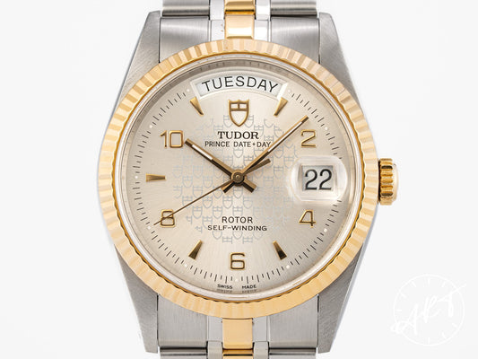 Tudor Prince Day-Date Silver Arabic Dial 18K Gold & SS SE Watch 76213