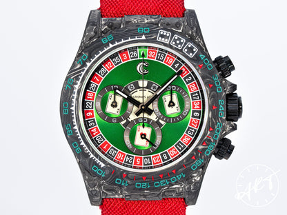 NEW Cronus Art Daytona Emerald Chrono Roulette Dial Carbon Fiber Watch w/ B&P