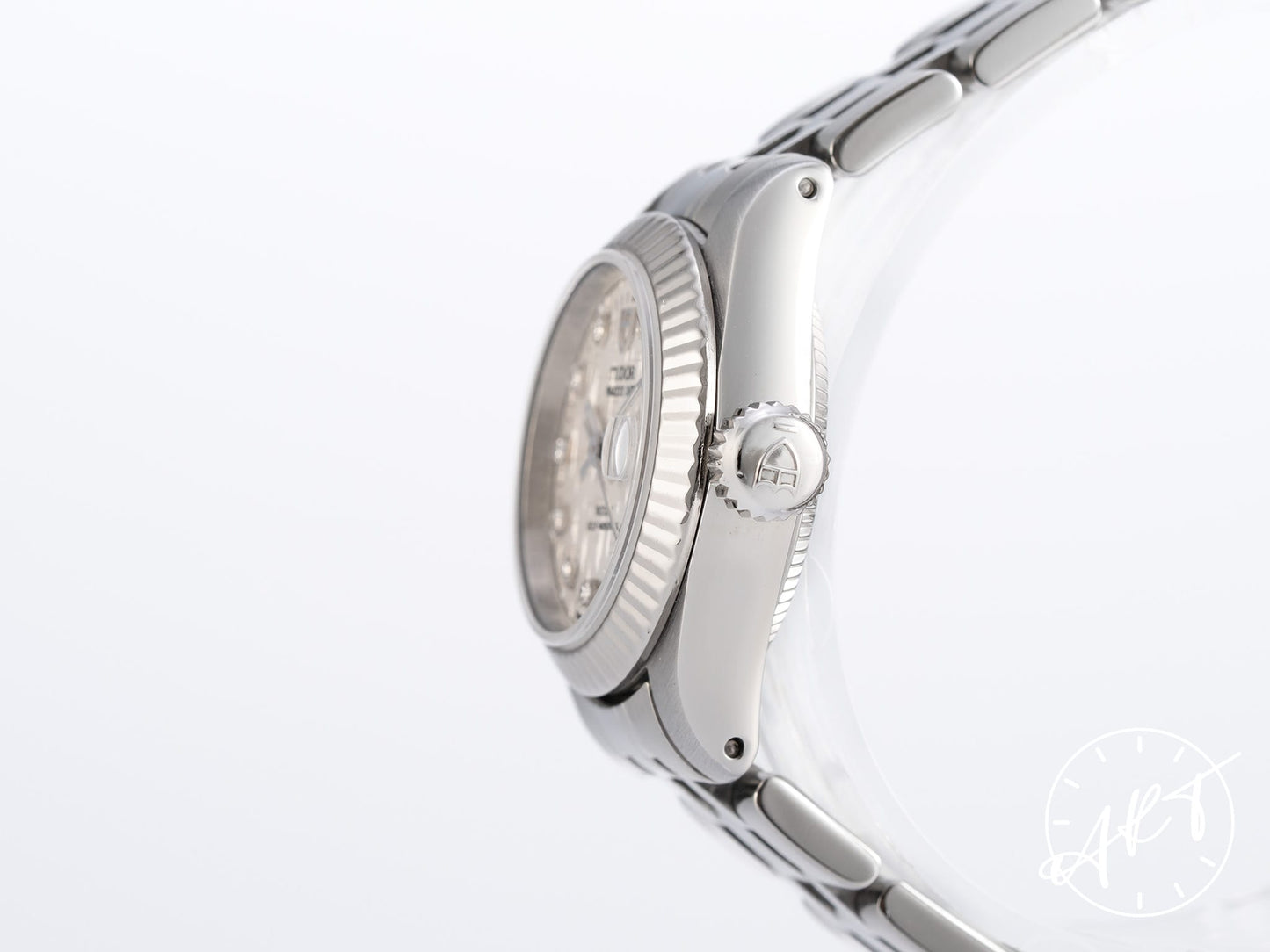 Tudor Princess Date Silver Linen Diamond Dial 18K WG & SS Ladies Watch 92514