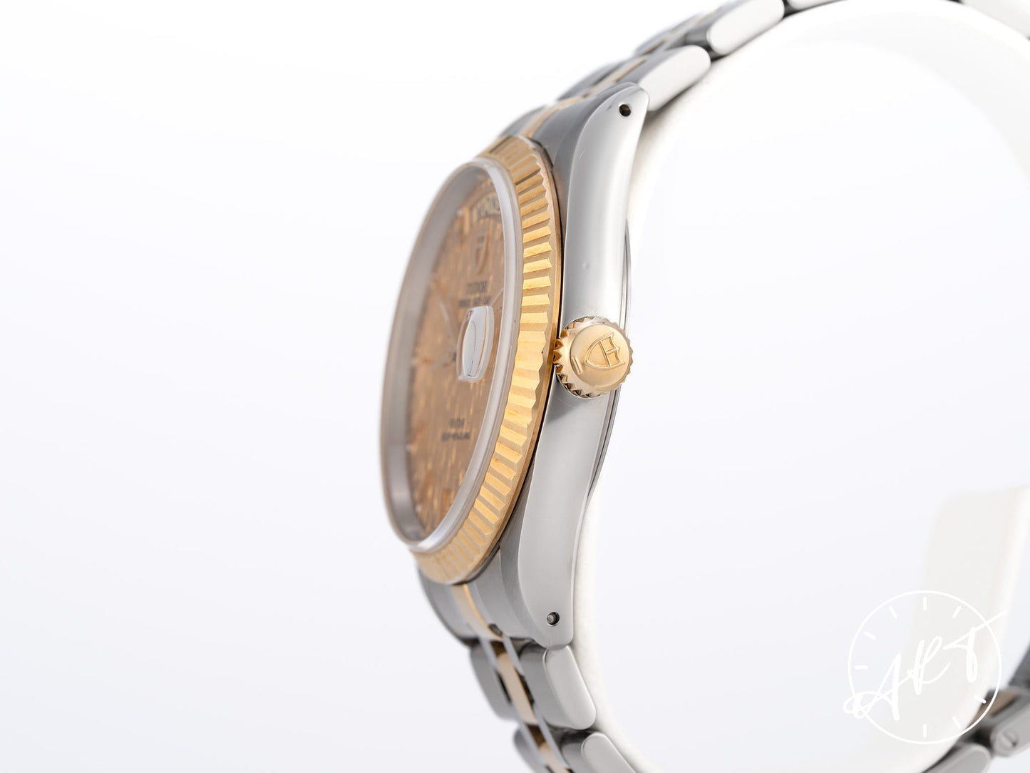 Tudor Prince Day-Date Gold Linen Dial 18K Gold & SS Watch 76213 BP