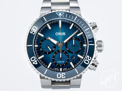 NEW Oris Aquis Chrono 45.5 Blue Dial SS Auto Blue Whale Ltd Ed Watch w/ B&P