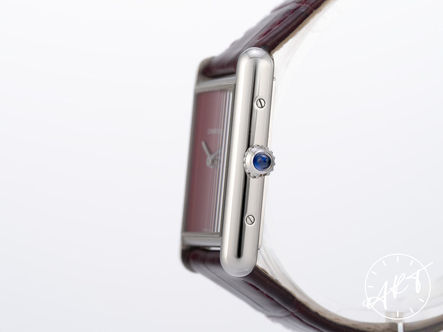 Cartier Tank Must de Cartier Large Claret Red Lacquer Dial SS Quartz Watch WSTA0054 w/Box