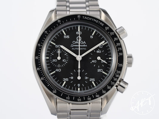 Omega Speedmaster Reduced Black Dial SS Auto Watch 3510.50.00 UNPOLISHED w/ B&P
