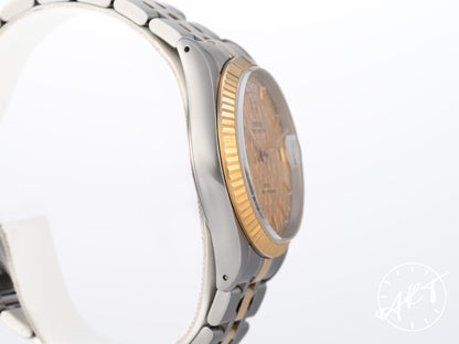 Tudor Prince Day-Date Gold Linen Dial 18K Gold & SS Watch 76213 BP