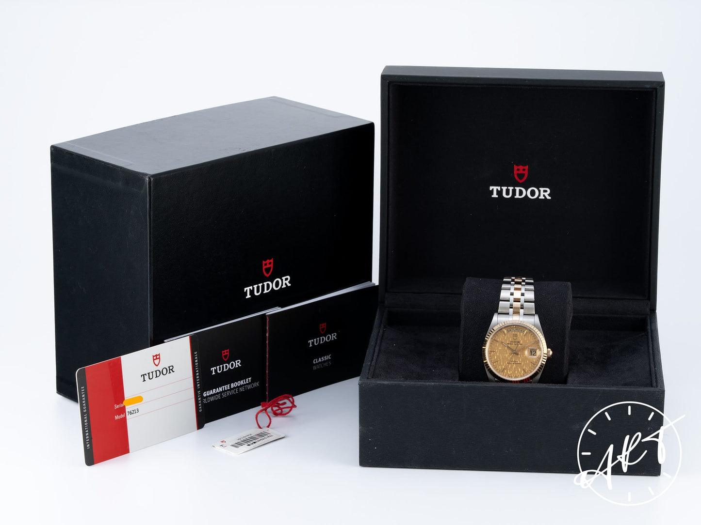 Tudor Prince Day-Date Gold Linen Dial 18K Gold & SS Watch 76213 BP