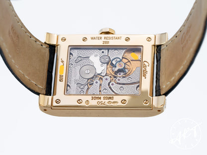 Cartier CPCP Tank A Vis Dual Time Silver Dial 18K Gold Watch W1534251 w/ Box