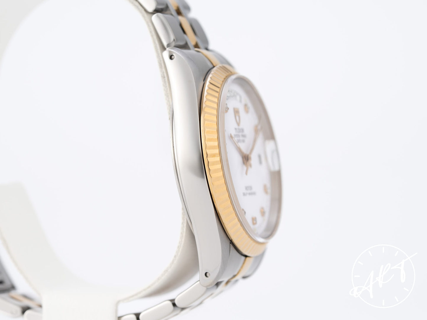Tudor Prince Day-Date White Diamond Dial 18K Gold & SS Auto Watch 76213