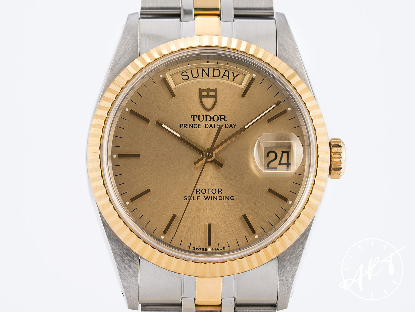 Tudor Prince Day-Date Gold Dial 18K Gold & SS Auto Watch 76213
