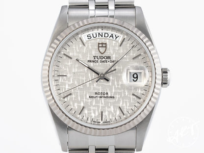 Tudor Prince Day-Date Silver Linen Dial SS Auto Watch 76214