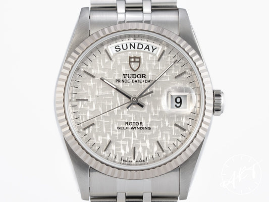 Tudor Prince Day-Date Silver Linen Dial SS Auto Watch 76214