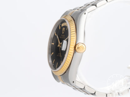 Tudor Prince Day-Date Black Dial Two-Tone 18K Gold & SS Watch 76213 BP