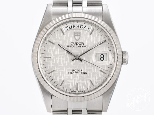 Tudor Prince Day-Date Silver Linen Dial SS Auto Watch 76214