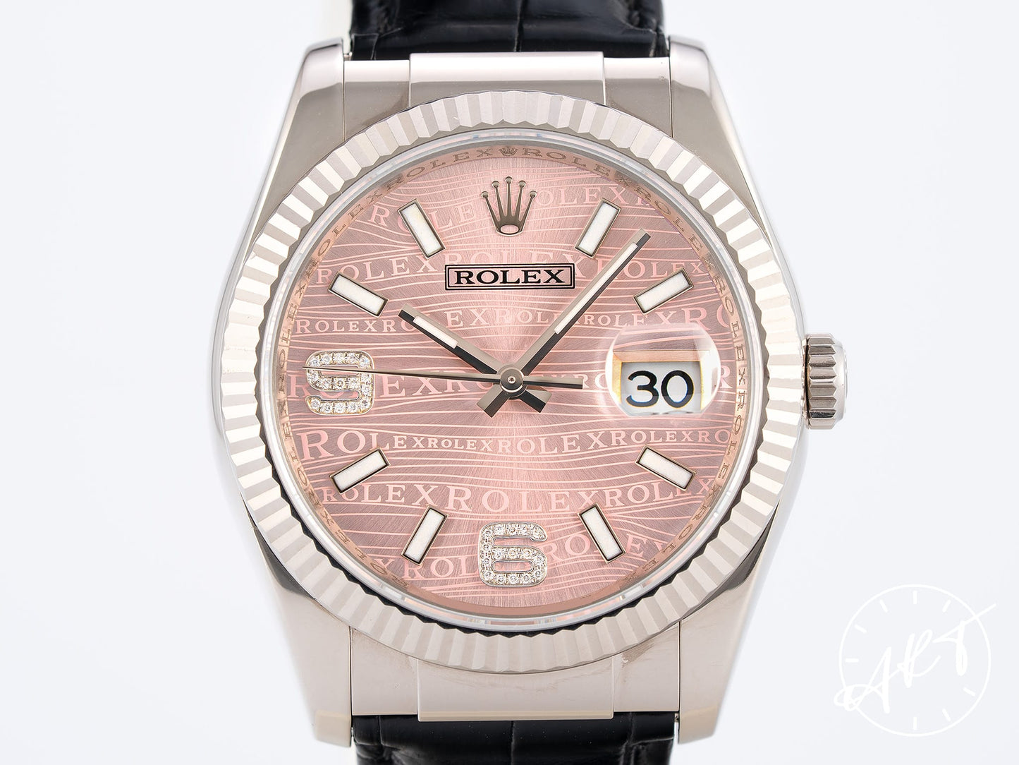 Rolex DateJust 36 Pink Dial 18K White Gold Automatic Watch 116139 w/ Box & Paper