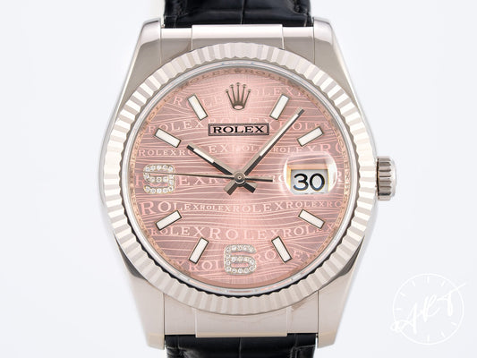 Rolex DateJust 36 Pink Dial 18K White Gold Automatic Watch 116139 w/ Box & Paper