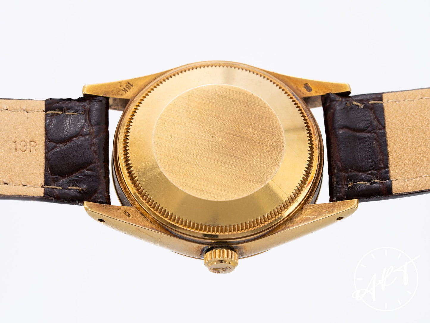 Vintage 1982 Rolex Oyster Perpetual Date Gold Dial 18K Gold Auto Watch 15038 BP