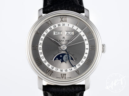 Blancpain Villeret Quantieme Complete Calendar Moonphase Gray Dial SS Watch BP