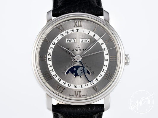 Blancpain Villeret Quantieme Complete Calendar Moonphase Gray Dial SS Watch BP