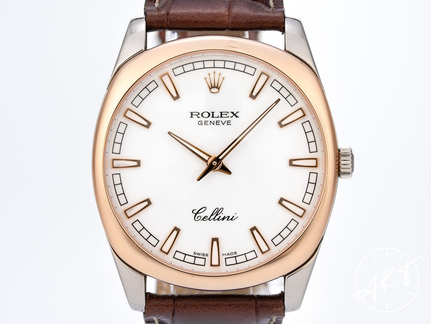 Rolex Cellini Danaos White Dial 18K RG & 18K WG Manual Watch 4243/9 w/ Box