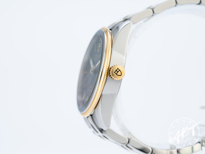 Tudor Glamour Date 36 Black Dial 18K Gold & SS Auto Watch 55003 w/ B&P