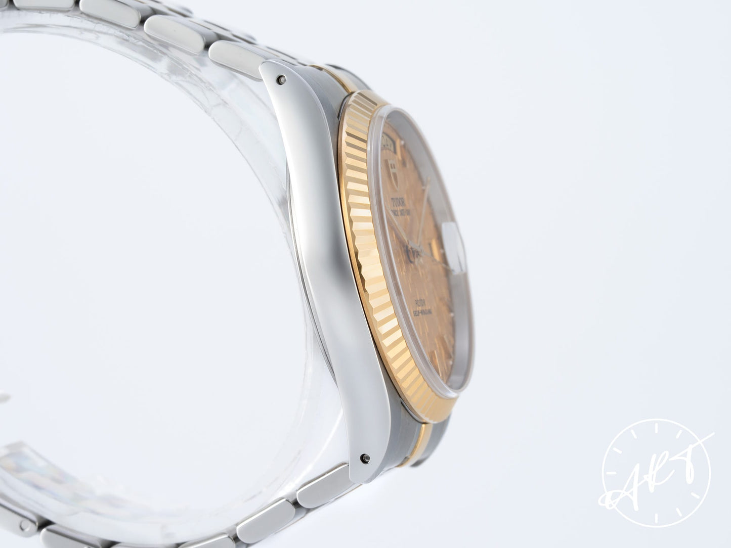 Tudor Prince Day-Date Gold Linen Dial 18K Gold & SS Watch 76213 BP