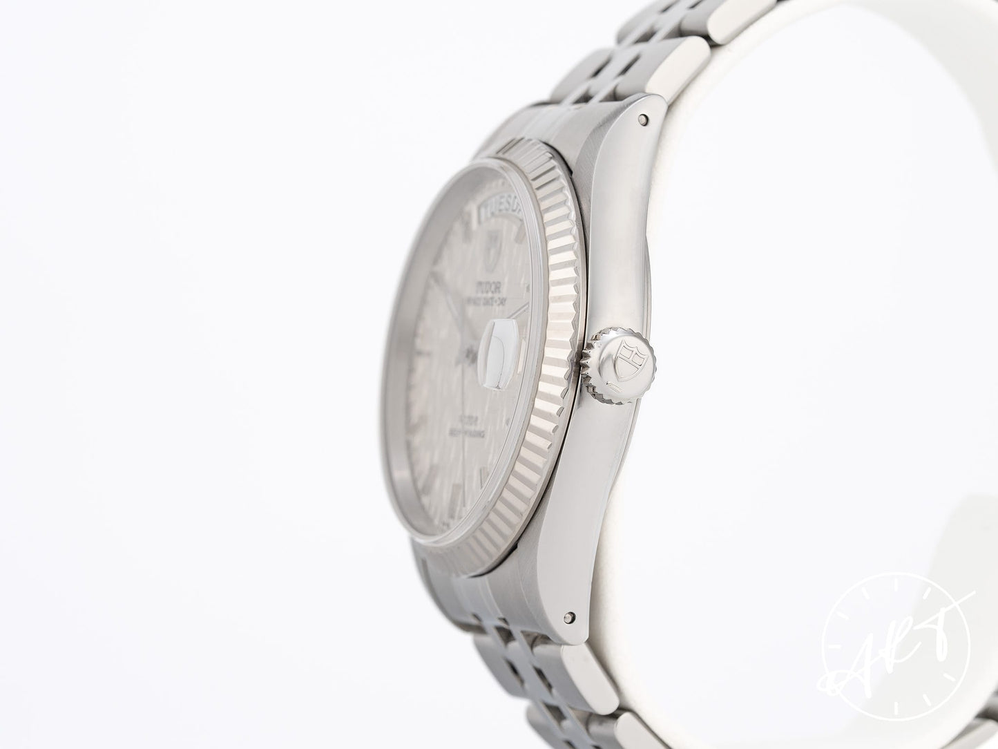 Tudor Prince Day-Date Silver Linen Dial SS Auto Watch 76214