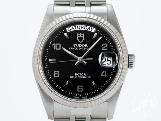 Tudor Prince Day-Date Black Arabic Dial SS Auto Watch 76214