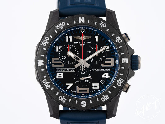 Breitling Endurance Pro 44 Chrono Black SS Quartz Blue Military Watch X82310 BP