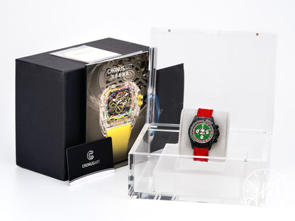 NEW Cronus Art Daytona Emerald Chrono Roulette Dial Carbon Fiber Watch w/ B&P