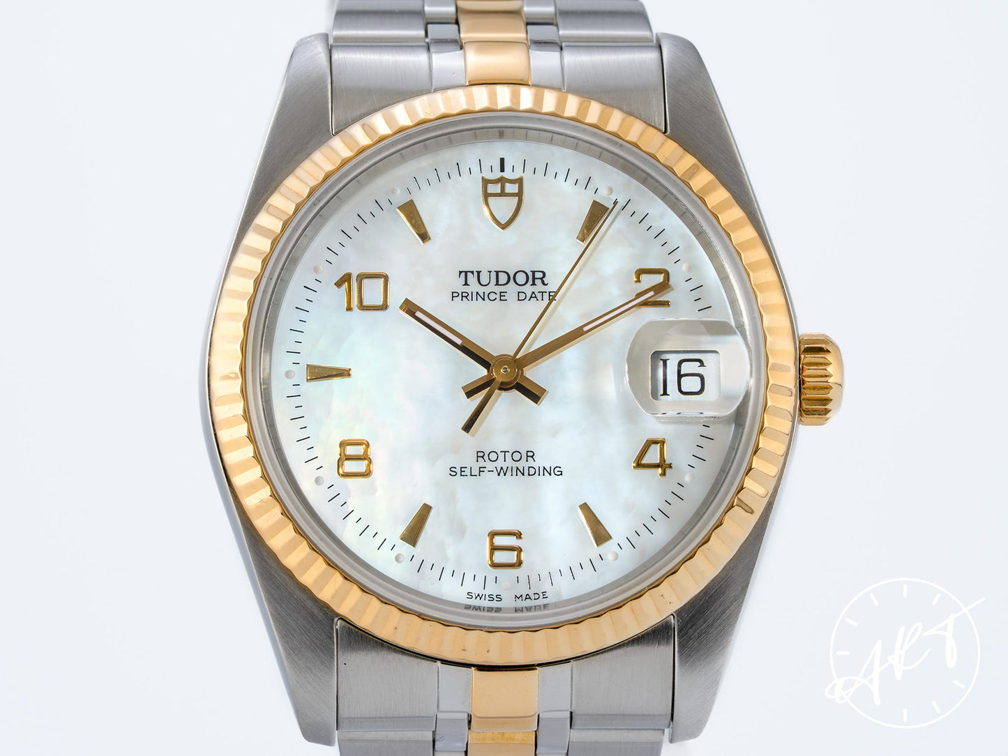 Tudor Prince Date Silver MOP Dial Two-Tone 18K Gold & SS Auto Watch 74033