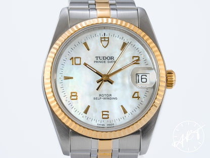 Tudor Prince Date Silver MOP Dial Two-Tone 18K Gold & SS Auto Watch 74033