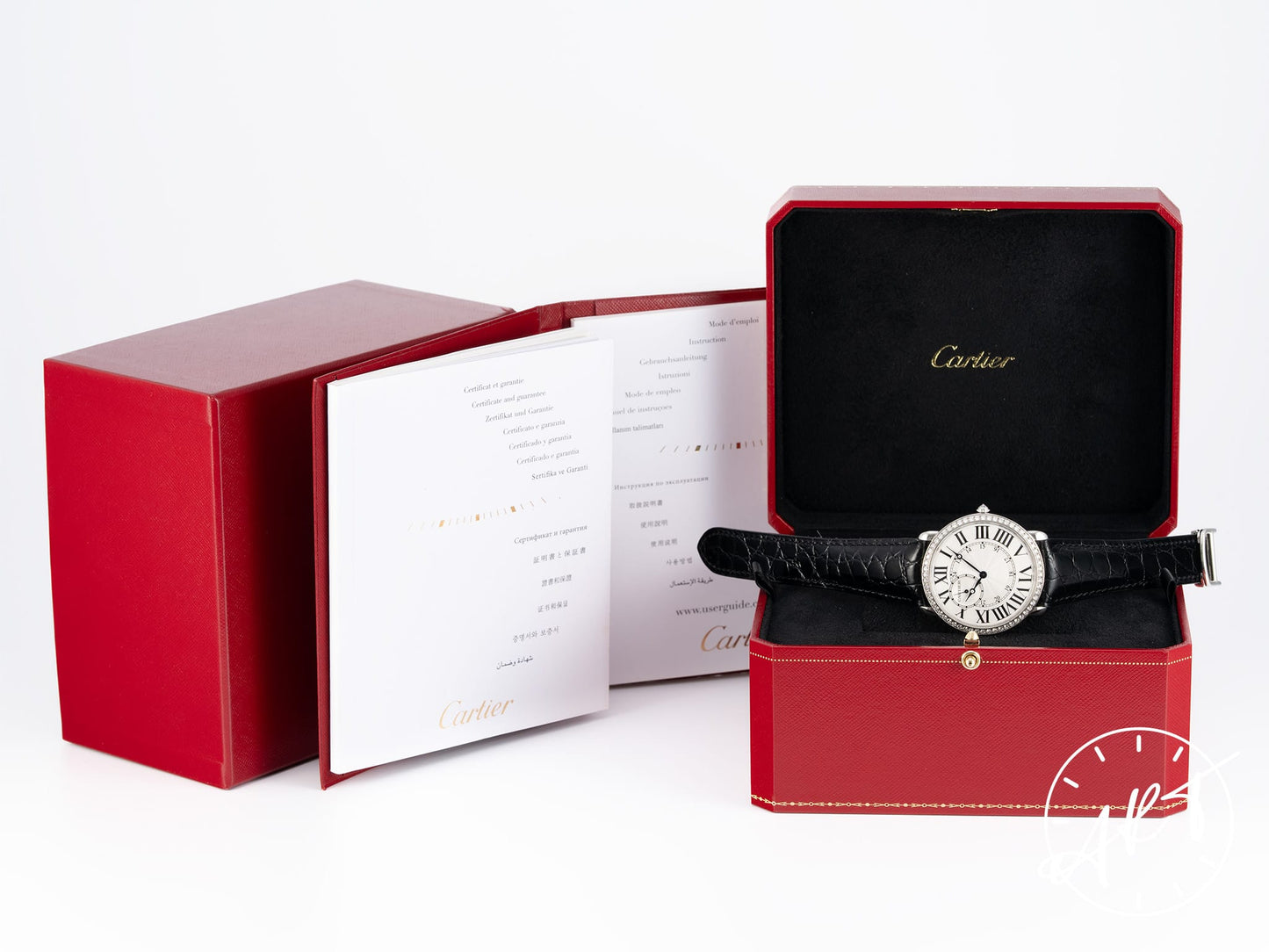Cartier Ronde Louis Cartier 18K WG FACTORY Diamond Manual Watch WR007002 w/ B&P