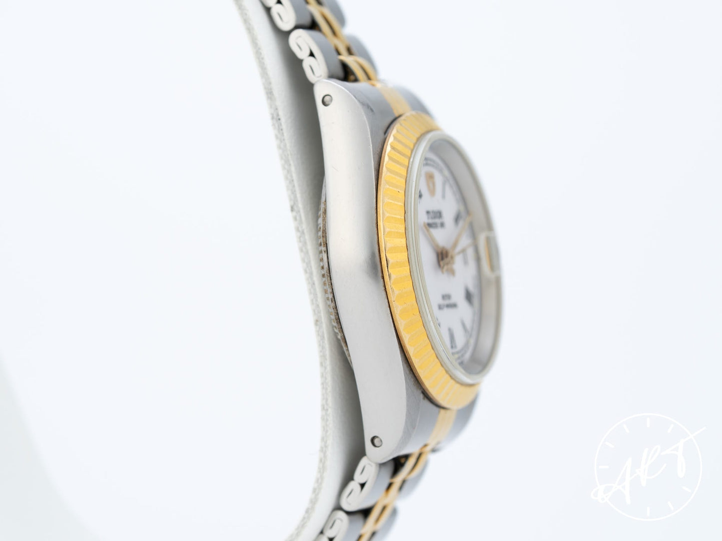 Tudor Princess Date White Roman Dial 18K Gold & SS Auto Ladies Watch 92413