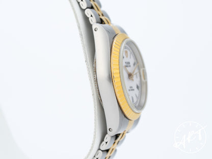 Tudor Princess Date White Roman Dial 18K Gold & SS Auto Ladies Watch 92413