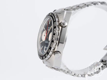 Vintage Heuer Autavia Chronograph Reverse Panda Dial SS Auto Watch 1163