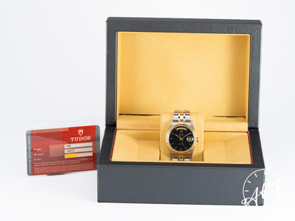 Tudor Prince Day-Date Black Dial Two-Tone 18K Gold & SS Watch 76213 BP