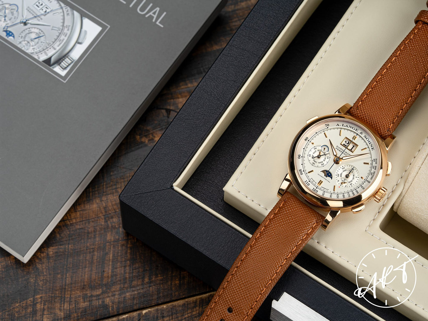 A. Lange & Söhne Datograph Perpetual Calendar Moonphase Silver Dial 18K RG Watch 410.032 BP