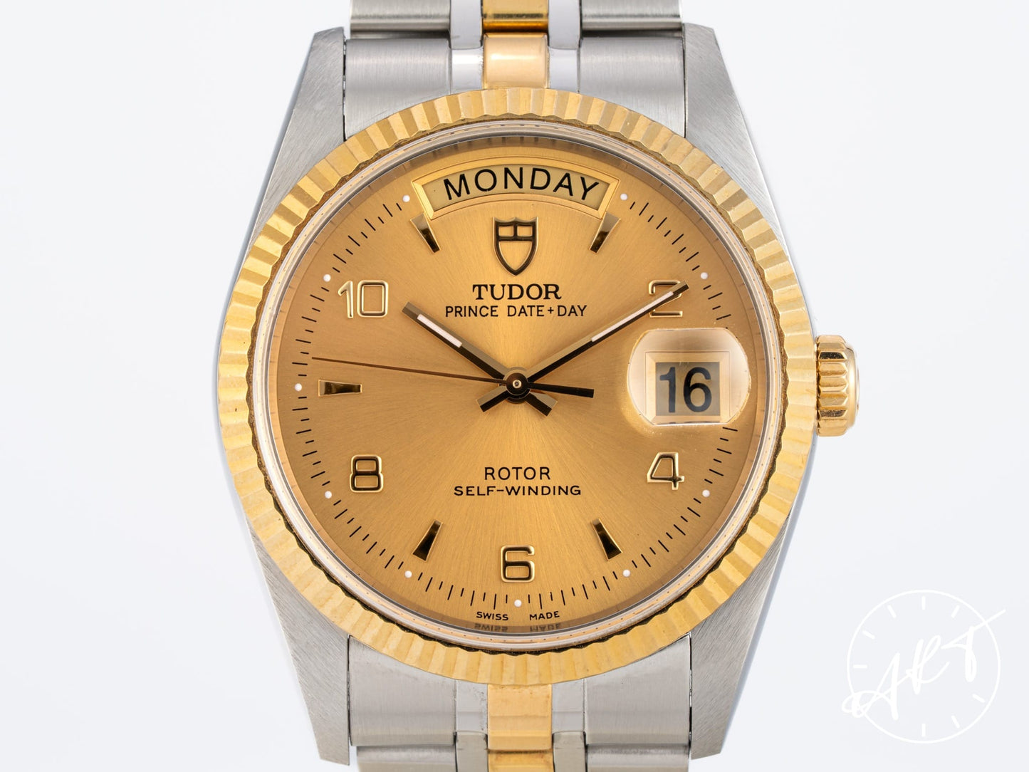 Tudor Prince Day-Date Gold Arabic Dial 18K Gold & SS Watch 76213