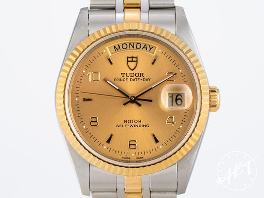 Tudor Prince Day-Date Gold Arabic Dial 18K Gold & SS Watch 76213