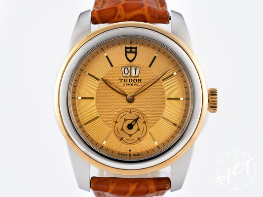Tudor Glamour Double Date Gold Dial Stainless Steel Auto Watch 57003