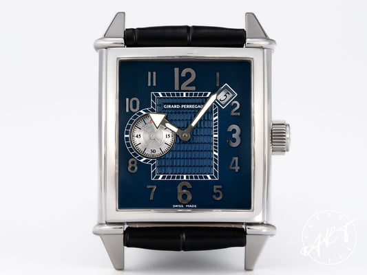 Girard-Perregaux Vintage 1945 Blue Dial Stainless Steel Auto Watch 25830 w/ B&P