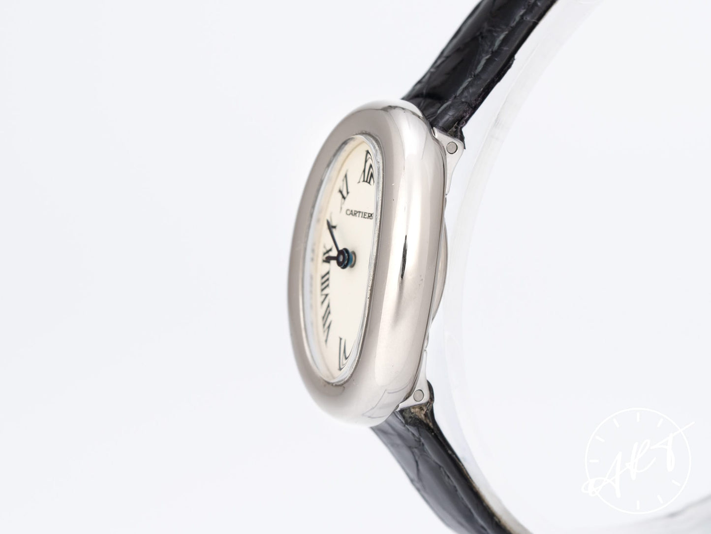 Cartier Mini Baignoire Silver Dial 18K WG Oval Quartz Ladies Watch W1518956 BP