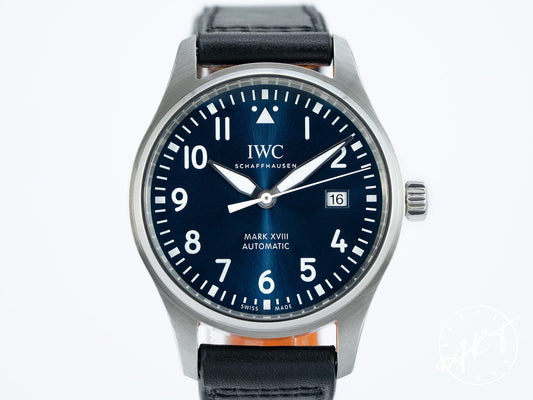 IWC Pilot's Blue Dial SS Auto Mark XVIII Le Petit Prince SE Watch IW327010 w/ BP